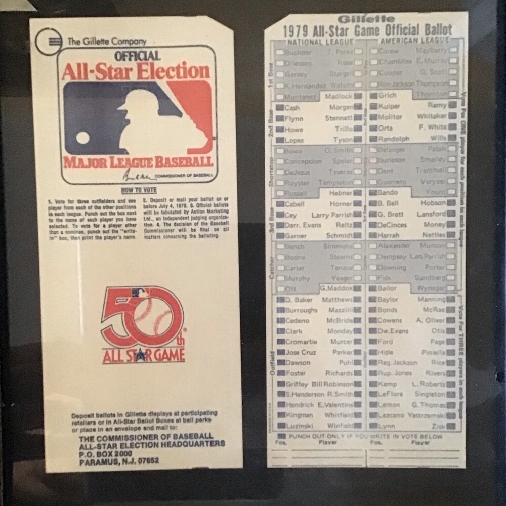 Vintage 2-MLB Official Gillett 50th Anniversary All Star Ballots “unpunched”